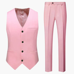 Moderner Hochzeitsgast-Anzug - für Herren mit Weste und Hose in Rosa