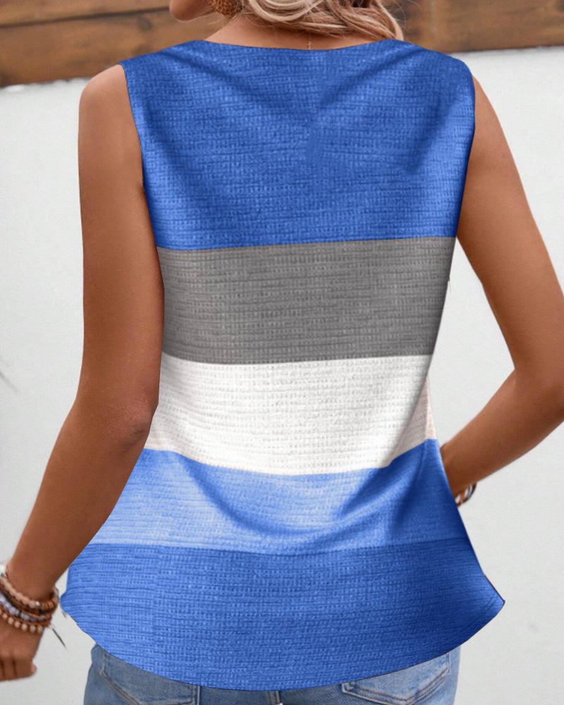 ROMA - Gestreiftes Tanktop mit Knöpfen