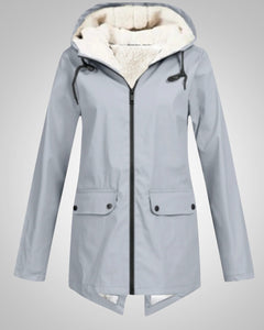 Melanie | Damen Gefütterte Reißverschluss Regenjacke in Grau