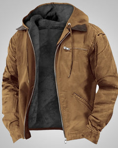 Jan | Herren Casual Bikerjacke mit Kapuze in Braun