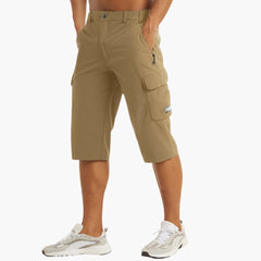 Herren Bermuda Cargo Shorts mit Taschen für Sommer Outdoor in Khaki
