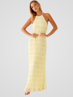 SOLÈNE TEXTURE MAXIKLEID in Gelb