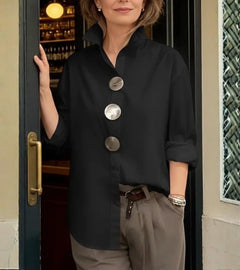 Queniva - Strukturierte Bluse in Schwarz