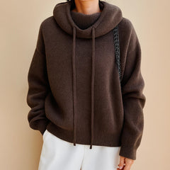 Annalina™ | Gestrickter Hoodie in Braun