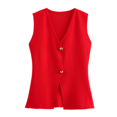 Tenley - Modische Strickweste für Damen in Rot