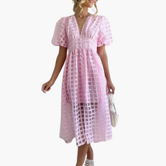 Amber | Elegantes Sommer-Midikleid in Babyrosa