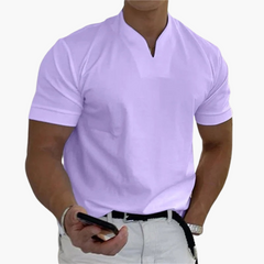 Slim Fit Shirt für Herren – Kurzarm mit V-Ausschnitt Style in Lila