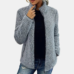 Claudia | Damen Lässige Reißverschluss Fleecejacke in Grau