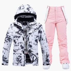 Zweiteiliger Skianzug für Damen in Schwarz / Rosa