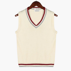 V-Ausschnitt Strickweste für Herren - Ärmellose Mode in Beige