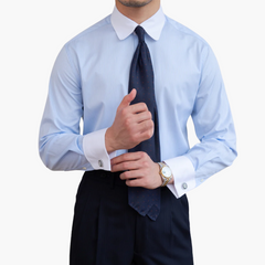 Old Money Herren - Hemd mit klassischem Streifenmuster in Hellblau