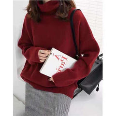 Lockerer Rollkragenpullover in Rot