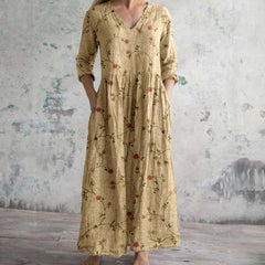 Wilhelmine™ | Elegantes Blumenkleid premium qualität in Gelb