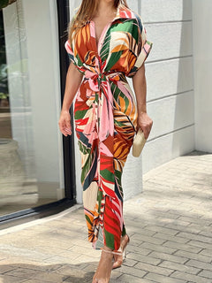 Liane - Kleid - Kragen und Gürtel in Mehrfarbig