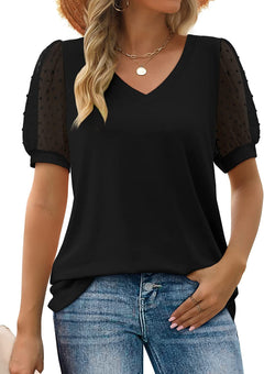 Pia®️™ | Elegante Bluse mit Puffärmeln in Schwarz