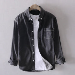 Nariko | Premium Denim Hemd in Schwarz