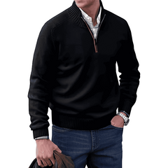 Tim | Hochkragen-Pullover mit Reißverschluss in Schwarz