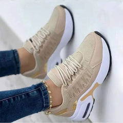 Damen Schnürsneaker mit Gummisohle für Alle Jahreszeiten in Beige