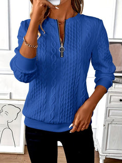 Lea | Damen Klassiker Zopfstrickpullover in Blau