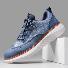 David | Stylishe Brogue Leder Sneakers für Herren in Blau