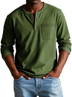 Philipp | Herren Lässiges Henley Shirt in Armeegrün