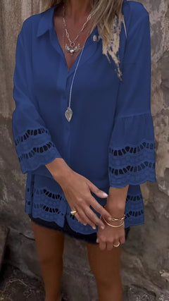 Miranda™ | Elegante Bluse im Ibiza-Stil in Dunkelblau