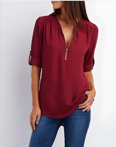 Adorin | Stylische & Vielseitige Bluse in Dunkelrot