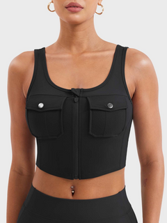 Vexoro | Atmungsaktives Tanktop Damen für Sommer Fitness in Schwarz