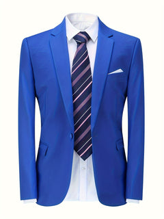 Charlie - Klassischer einfarbiger Herren-Blazer in Blau