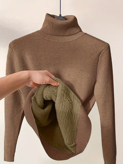 Stilvolle Damen Rollkragenpullover in Dunkelbraun