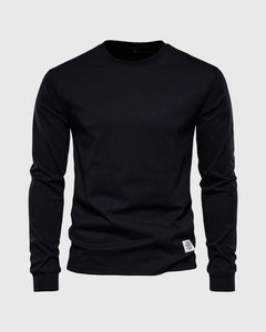 Eric | Herren Casual Slim Fit Langarm T-Shirt in Schwarz