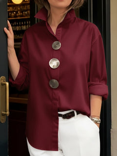 Marisen - stylische, lässige Bluse mit Knopfleiste in Bordeaux