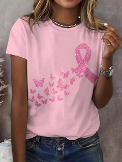 Clara | Schmetterling Hoffnung T-Shirt Brustkrebs in Rosa