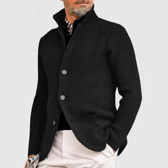 Strickjacke Herren Mit Knöpfen | Elegantes Taschen-Design in Schwarz