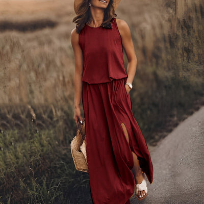 Ärmelloses Kleid mit Schlitz für Damen