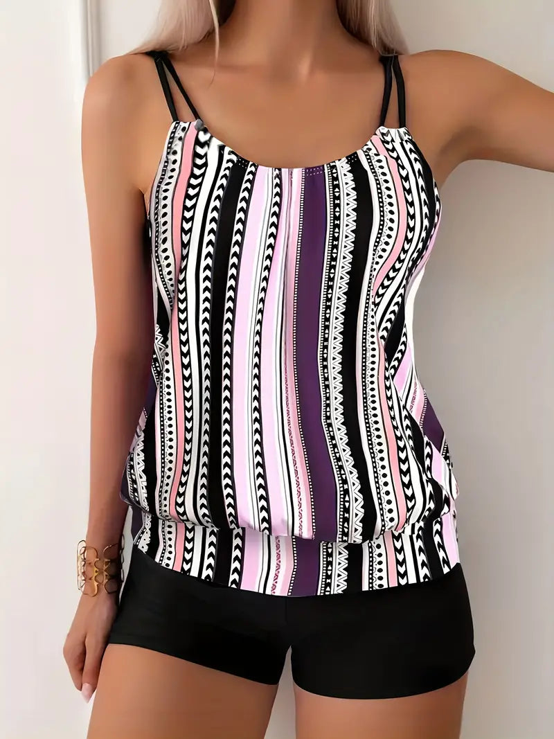 Libby® | Gestreifter Tankini mit Aufdruck