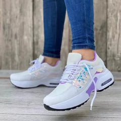 Damen Schnürsneaker mit Gummisohle für Alle Jahreszeiten in Weißviolett