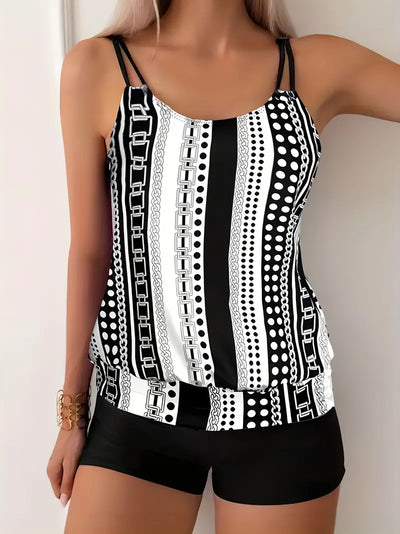 Libby® | Gestreifter Tankini mit Aufdruck