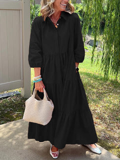 Amara | Maxi Kleid aus Baumwolle für den Alltag in Schwarz