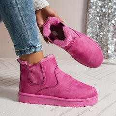 Winterschuhe Damen | Slip-On Stiefel Mit Elastischen Seitenteilen in Rosa