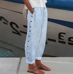Yareli - Gestreifte Wide-Leg-Hose in Blau