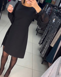 Ruby - Kleid - Stilvolle Laternenärmel in Schwarz
