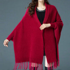 WILMA™ | WARME STRICKJACKE in Rotwein