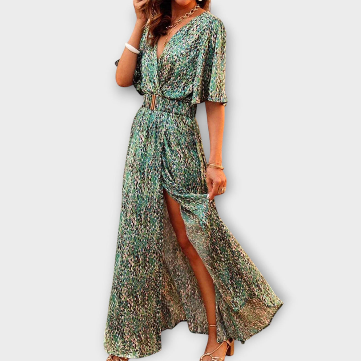 Sabine - Elegantes Wickel-Maxikleid mit Fließendem Schnitt