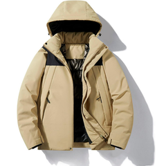 Skijacke mit Kapuze und Taschen | Winterjacke in Khaki
