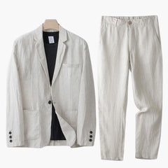 Herren Anzugset mit Blazer und Hose für Frühling Sommer in Beige