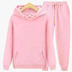 Herren Jogginganzug mit Kapuzenpullover und Bündchenhose in Rosa