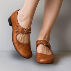 Els - Damen Orthopädische Ledersandalen mit Keilsohle in Braun