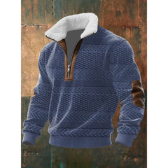Ibrahima – Fleece Rollkragen Pullover Mit Reißverschluss in Blau