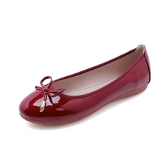Melyssa - flache Damenschuhe mit Schleife in Weinrot